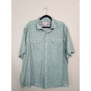 Woolrich Mens Sage Green Cotton Short‎ Sleeve Pockets Button Down Shirt Size XXL
